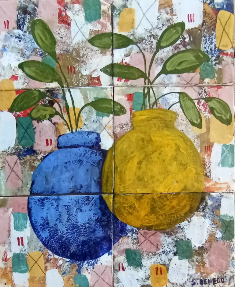 SIMON BELLEGO - DEUX VASES 45x38 - 52x44