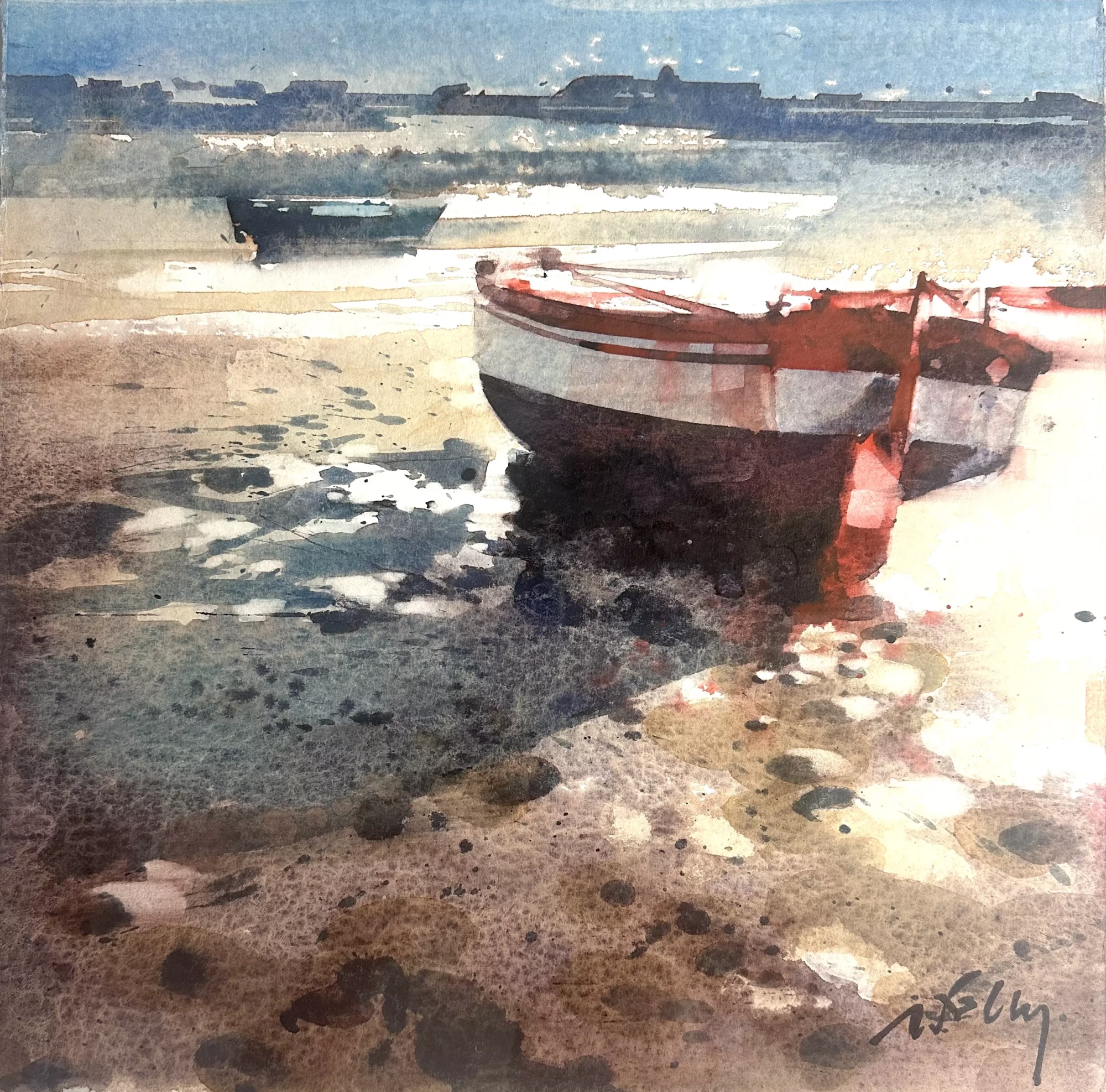 MARC FOLLY -n111 La barque rouge 3 36x36_62x62